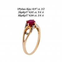 Кольцо из желтого золота с рубином и бриллиантами С1121-9261_4381 