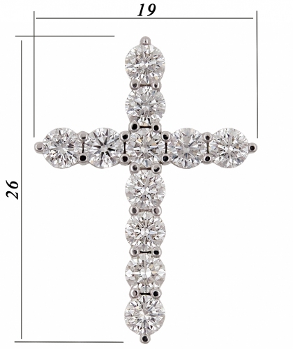 Подвеска Крест из белого золота с бриллиантами 04234-3,4 