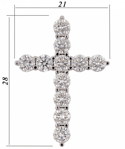 Подвеска Крест из белого золота с бриллиантами 04234-3,8 