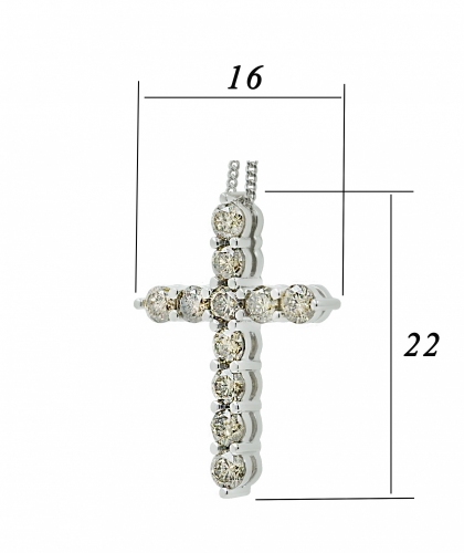 Подвеска Крест из белого золота с бриллиантами 04234-2,8_00349 